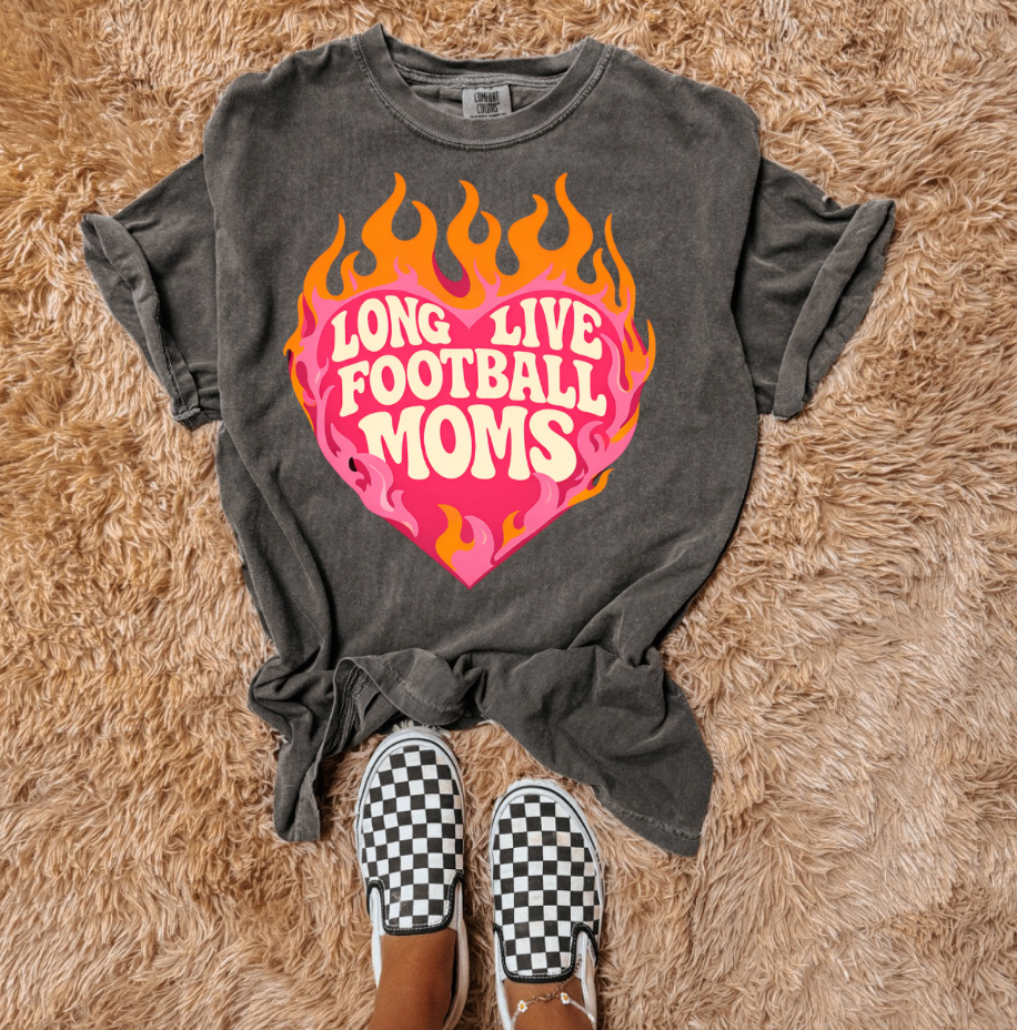 Long Live Football Moms Comfort Color Tee- Pepper