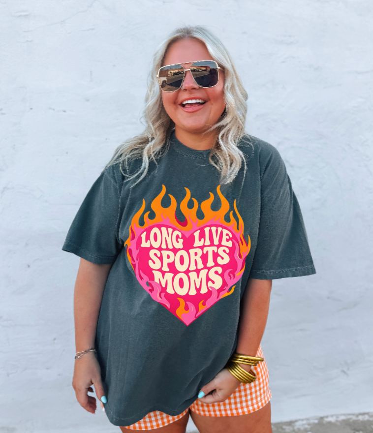 Long Live Sports Moms Comfort Color Tee- Pepper