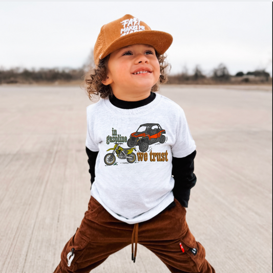 In Gasoline We Trust | Ash Graphic T-Shirt