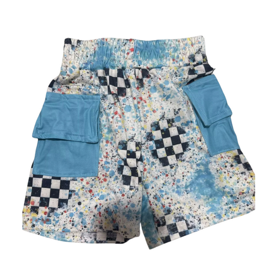 Too Cool For School | Teal Cargo Pocket Tie Shorts