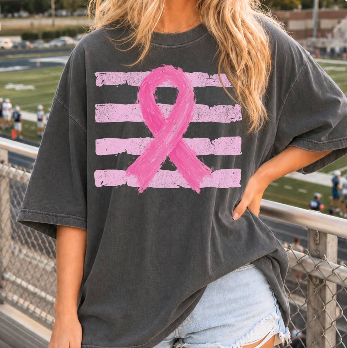 Breast Cancer Ribbon| Comfort Color Tee- Pepper
