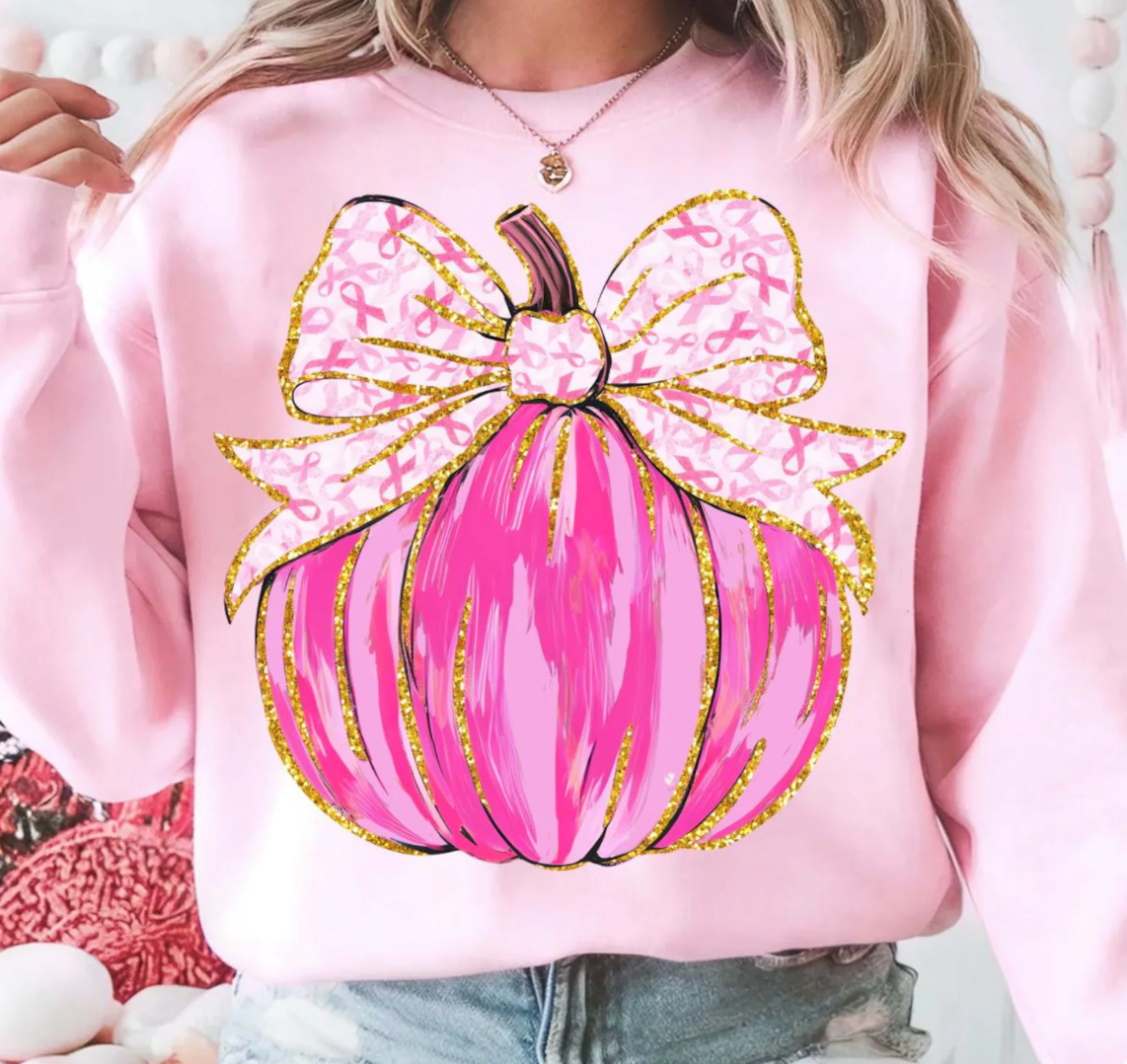 Breast Cancer Pumpkin | Pink Gildan Sweatshirt