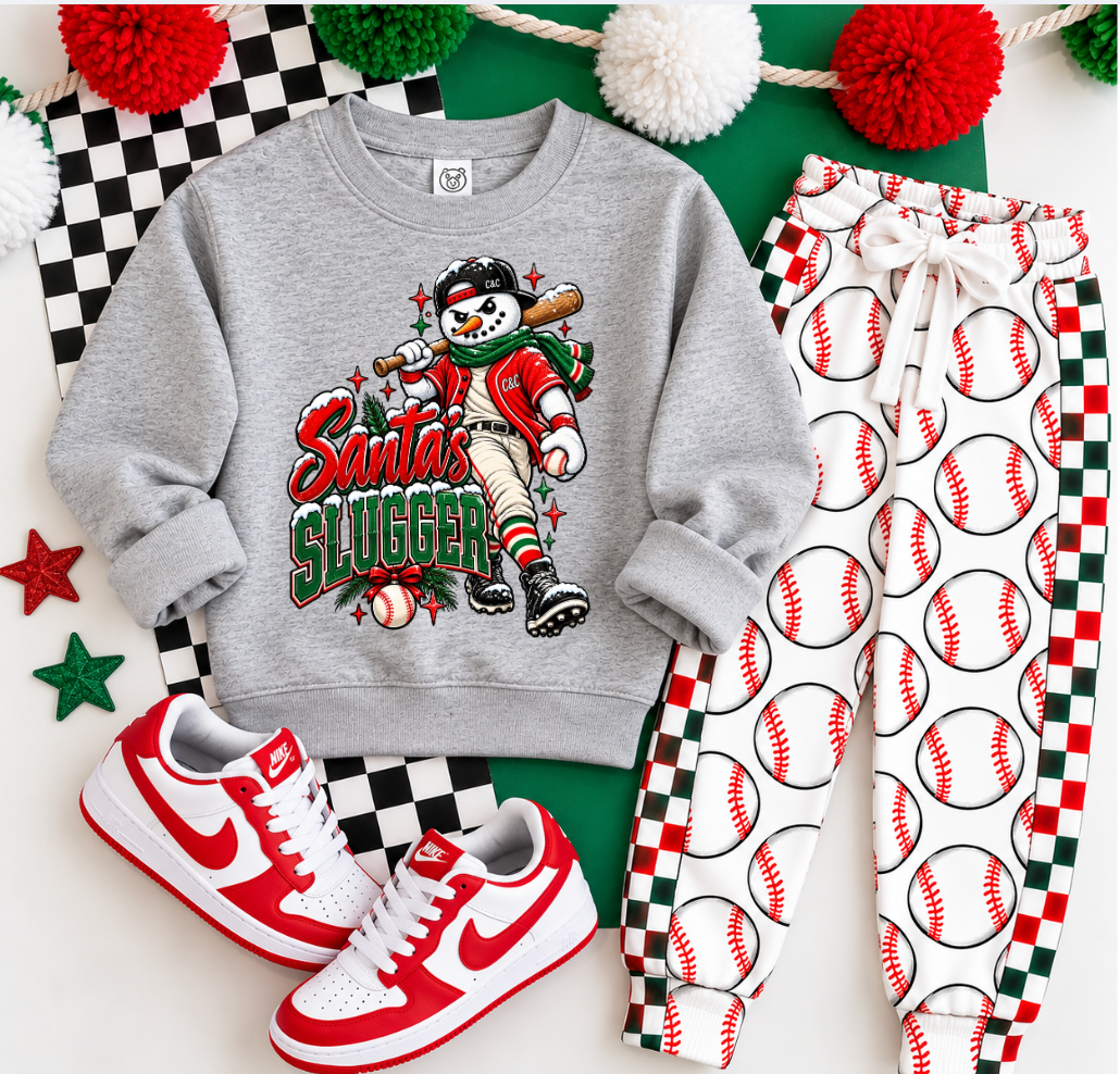 PREORDER SANTA'S SLUGGER | GREY SWEATSHIRT