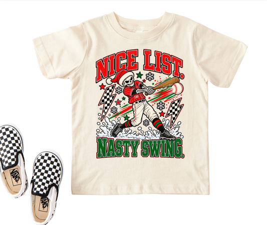PREORDER NICE LIST NASTY SWING | IVORY GRAPHIC T-SHIRT