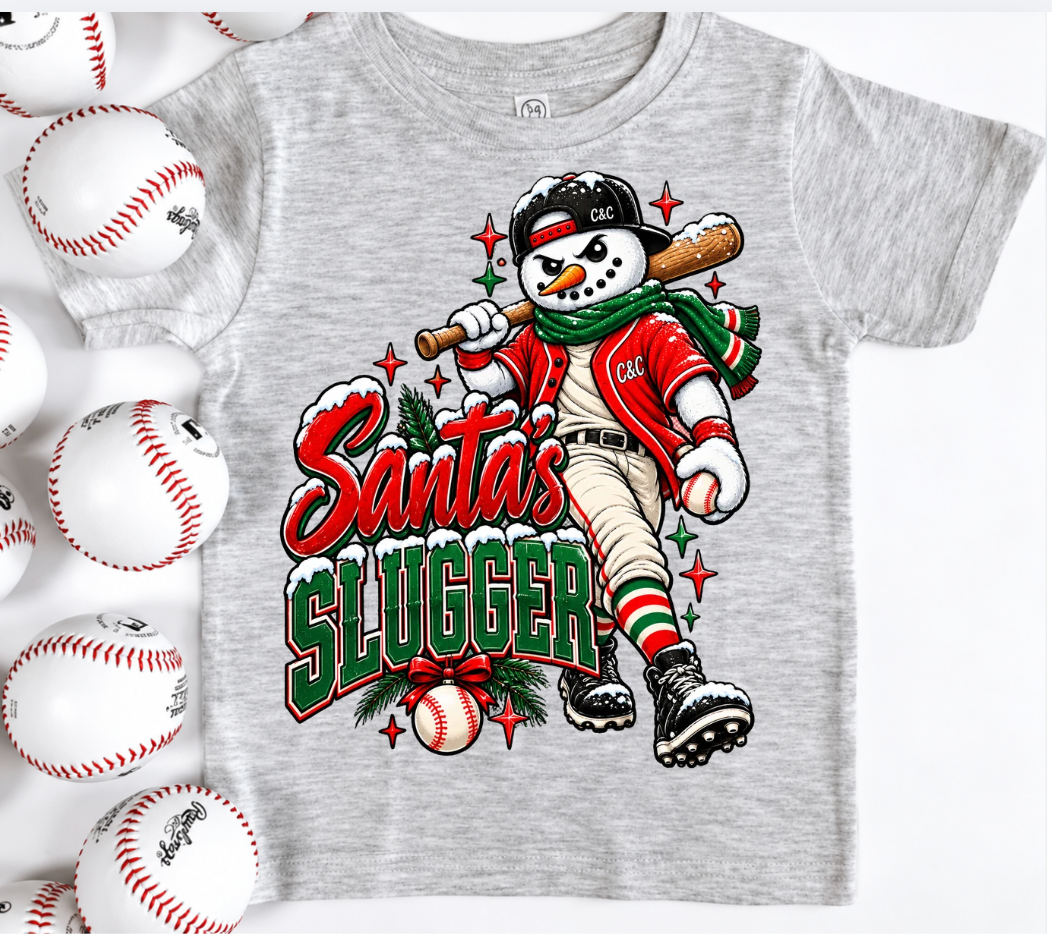 PREORDER SANTA'S SLUGGER| ASH GREY GRAPHIC T-SHIRT