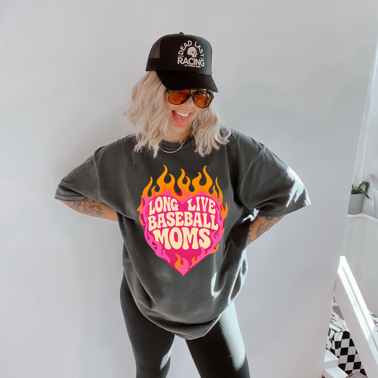 Long Live Baseball Moms | Comfort Color Tee- Pepper