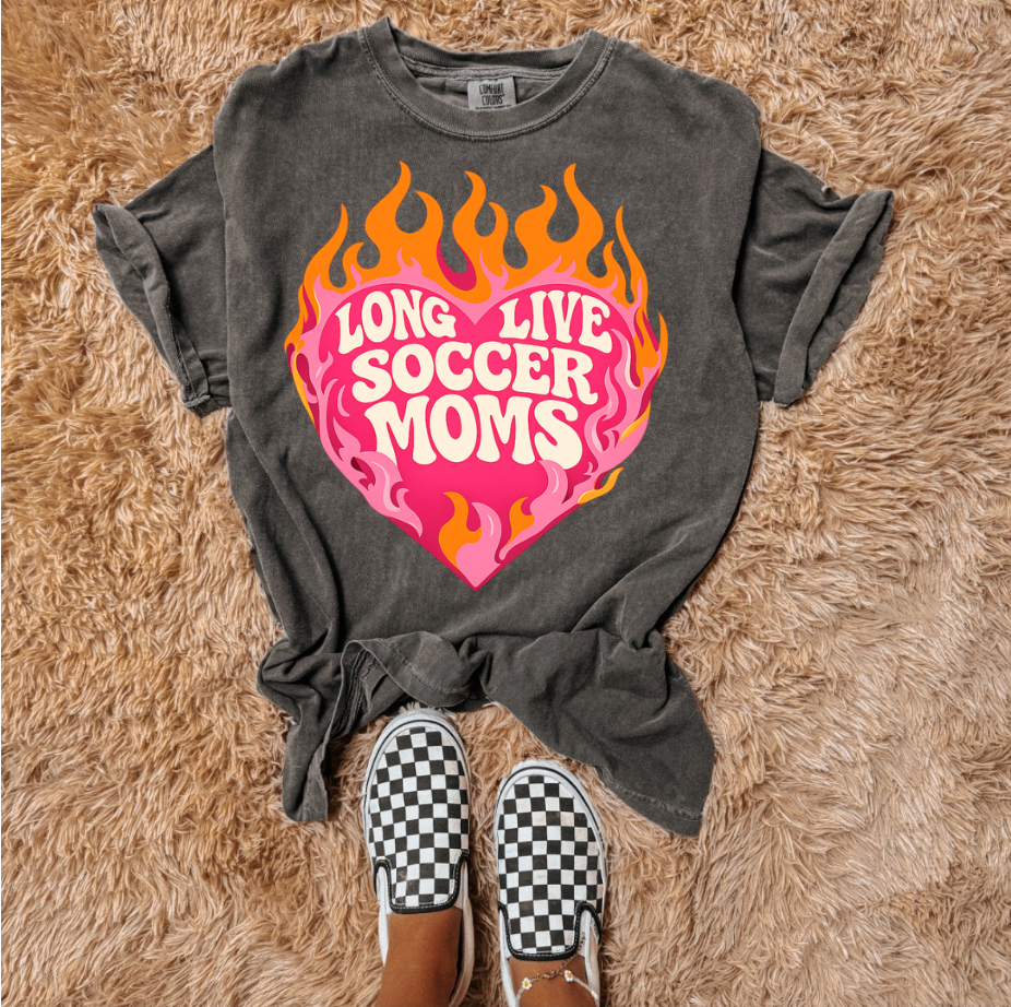 Long Live Soccer Moms Comfort Color Tee- Pepper