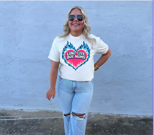 Long Live Boy Moms | Comfort Color Crop Tee- Ivory
