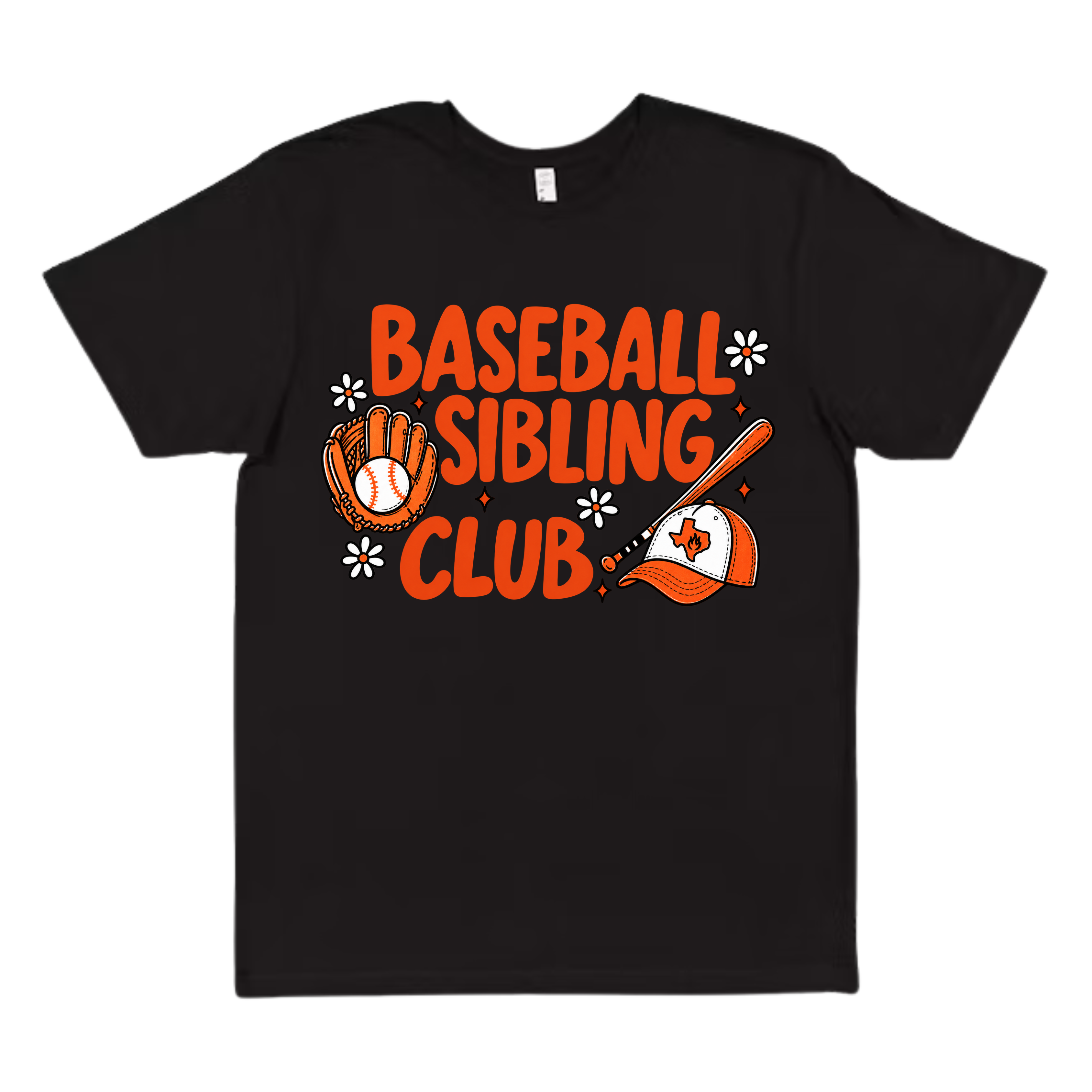 Baseball Sibling Club | Black Graphic T-Shirt