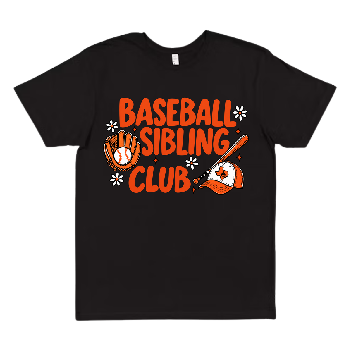 Baseball Sibling Club | Black Graphic T-Shirt