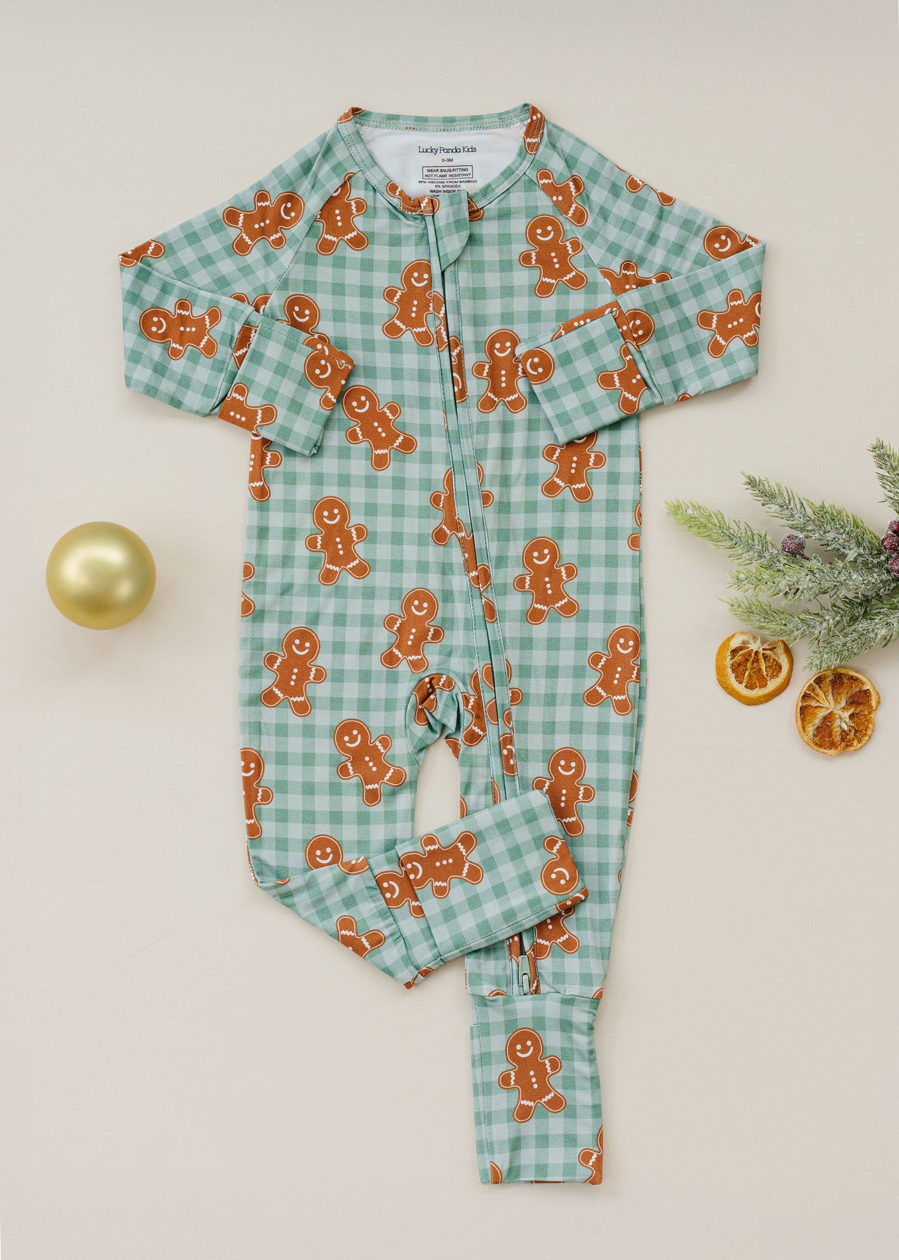 Bamboo Zip Romper | Gingerbread Gingham