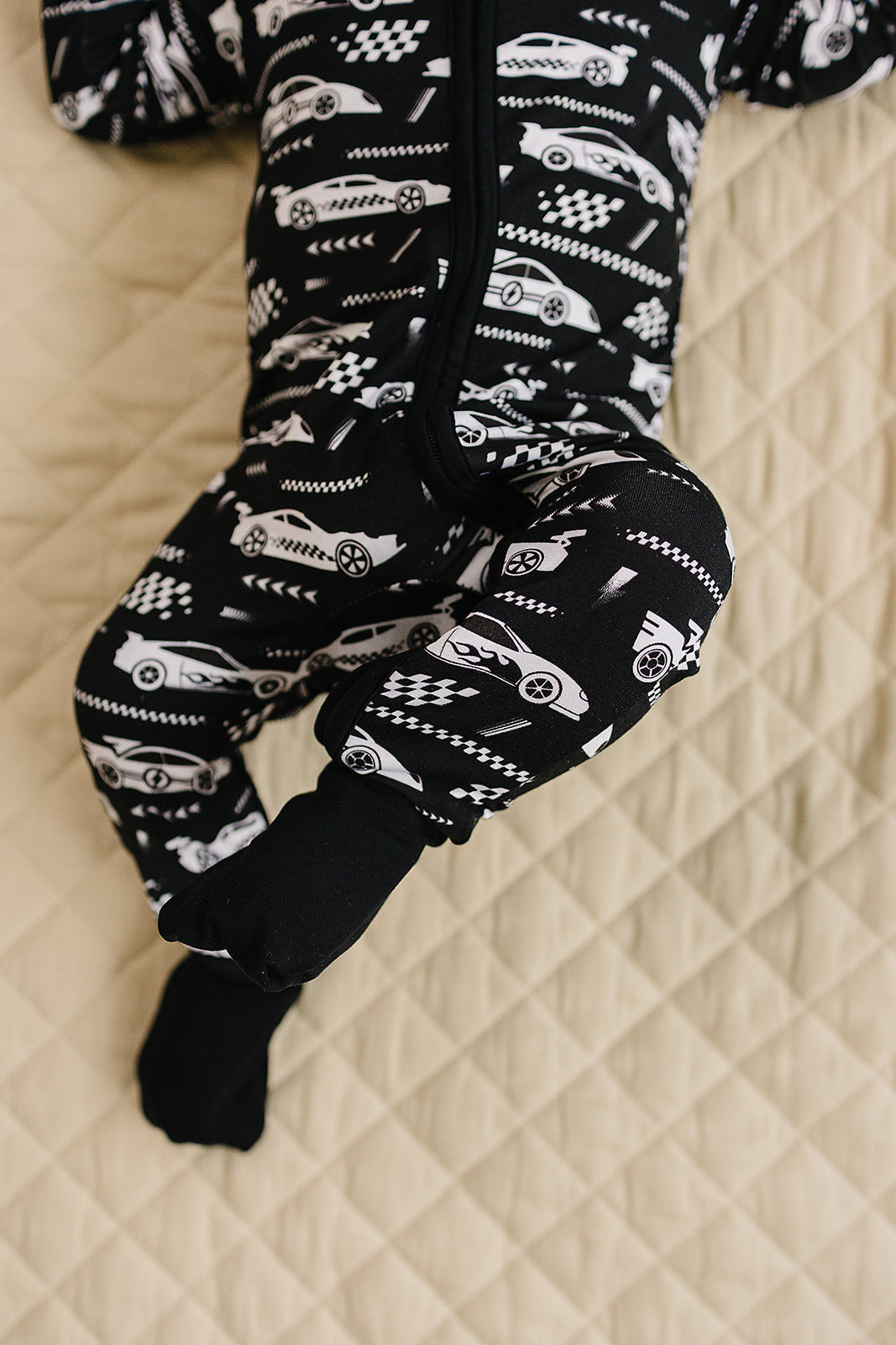 Bamboo Zip Romper | Race Cars