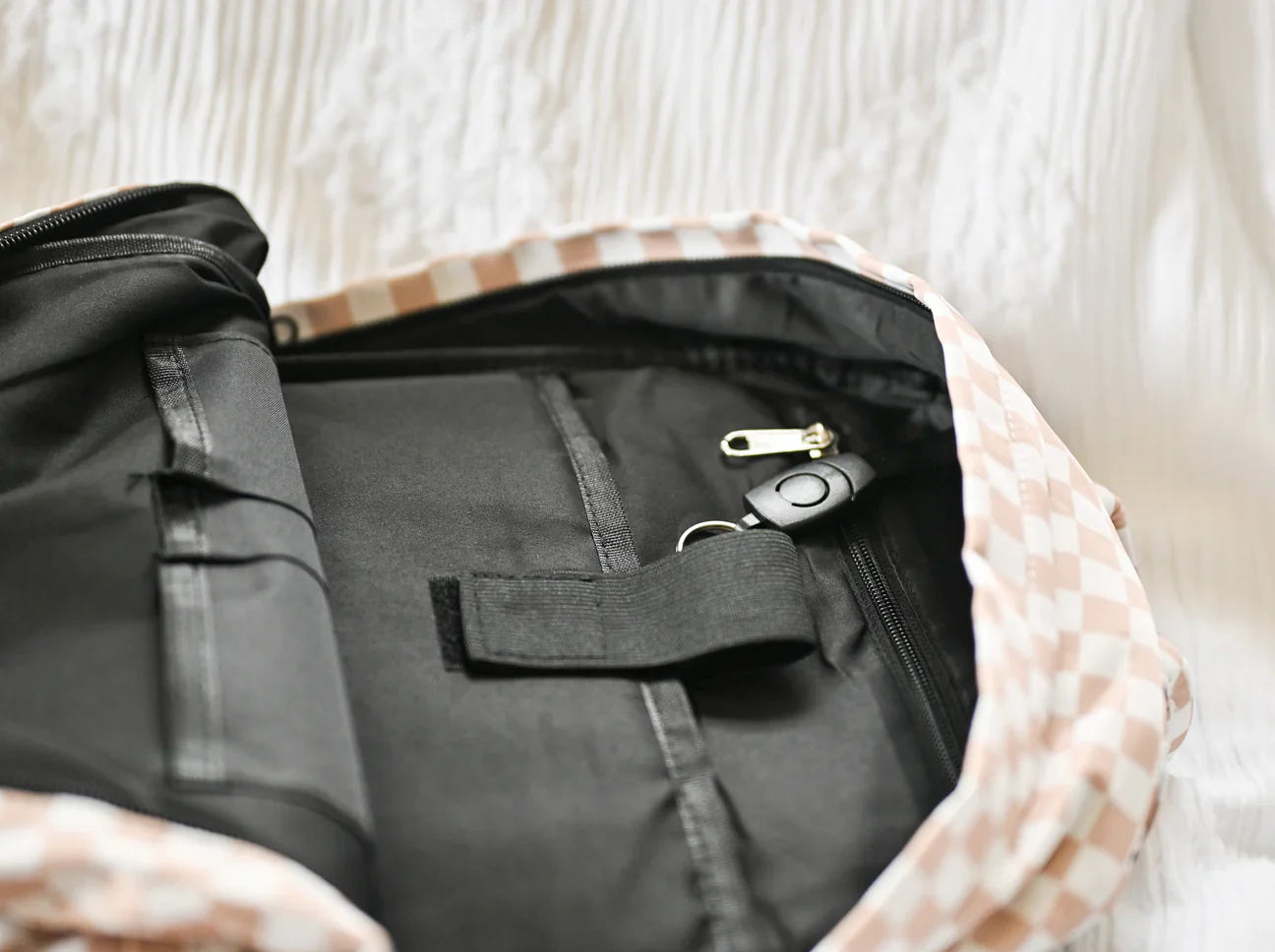 Full Size Cream Check Backpack